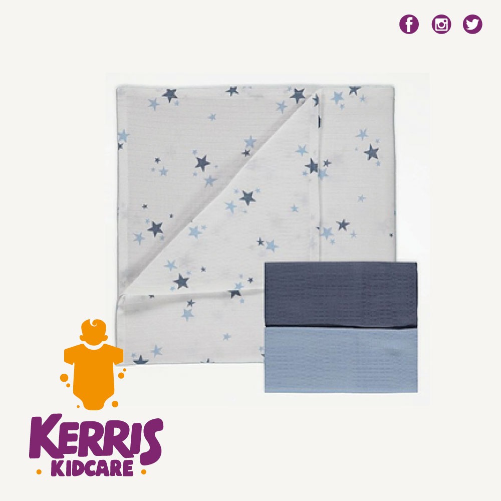 Navy Star Print Muslin Cloths